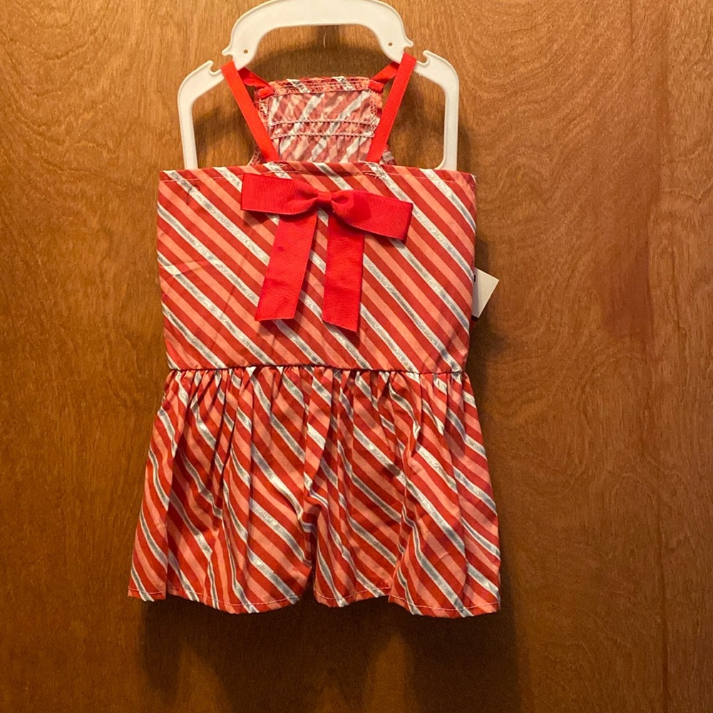 Martha Stewart red and white striped dress with bow for holidays sized medium